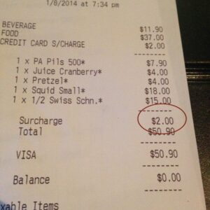 example of surcharge on a receipt